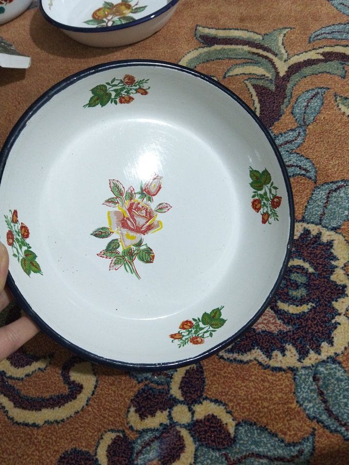 vintage, emaye büyük tabak - Görsel 2