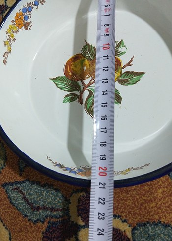 vintage, emaye büyük tabak - Görsel 5