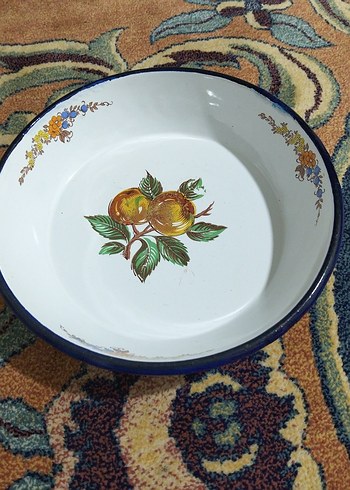 vintage, emaye büyük tabak - Görsel 2