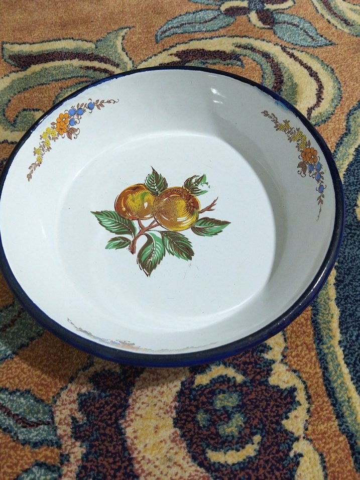 vintage, emaye büyük tabak - Görsel 2