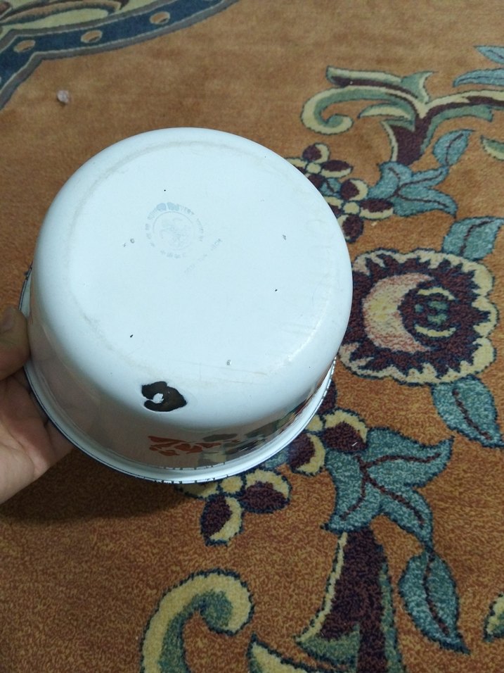 Çiçek Desenli Beyaz Emaye Kase - Görsel 3