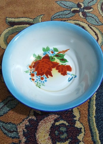 vintage, Avrupa emaye tabak - Görsel 5