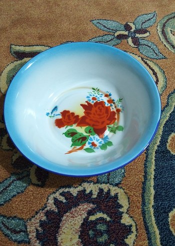 vintage, Avrupa emaye tabak - Görsel 6