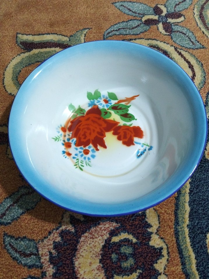 vintage, Avrupa emaye tabak - Görsel 5