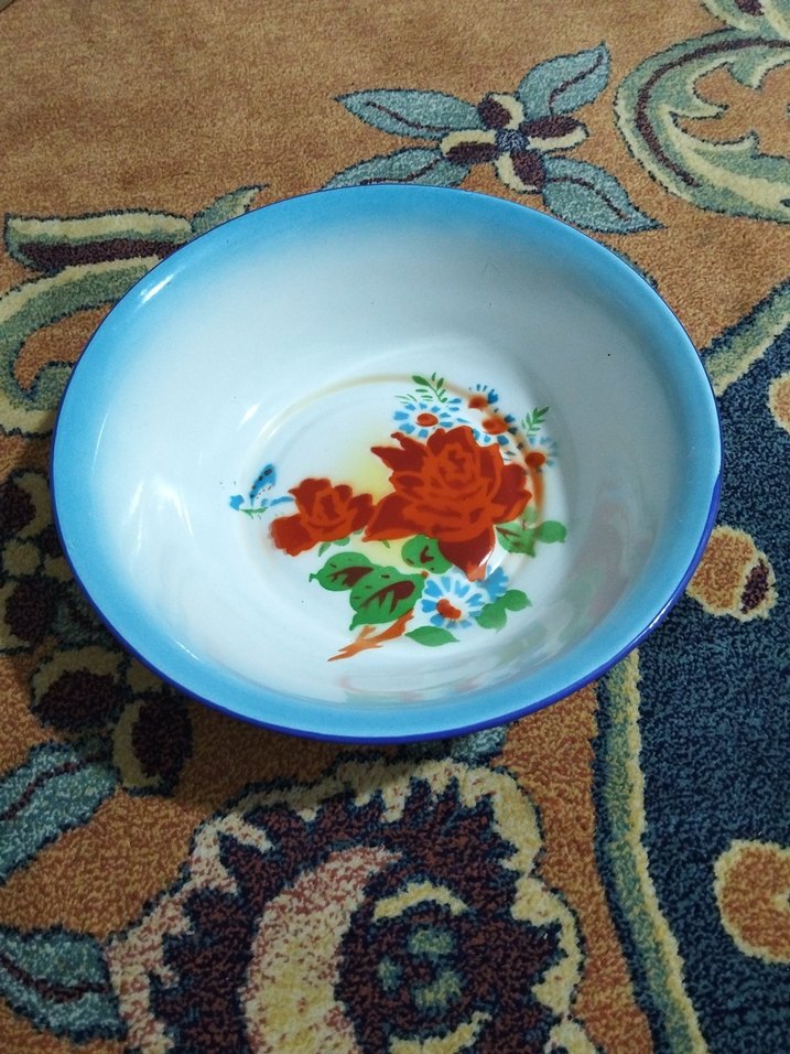 vintage, Avrupa emaye tabak - Görsel 2