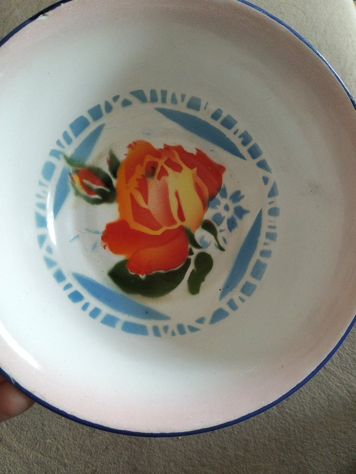 vintage, Avrupa emaye tabak - Görsel 2