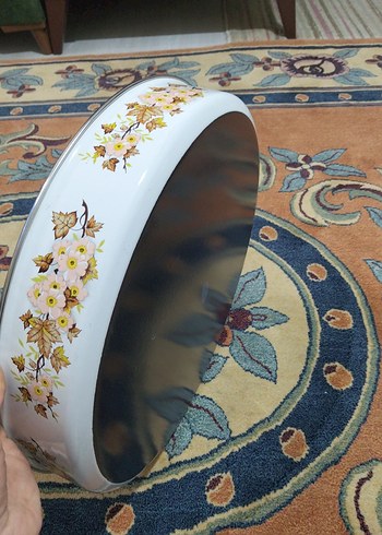 Eski emaye, emsan derin büyük tepsi - Görsel 9