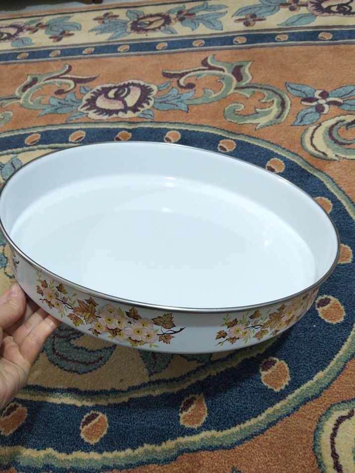 Eski emaye, emsan derin büyük tepsi - Görsel 2