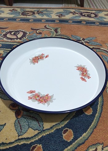 Eski emaye, derin büyük tepsi - Görsel 2