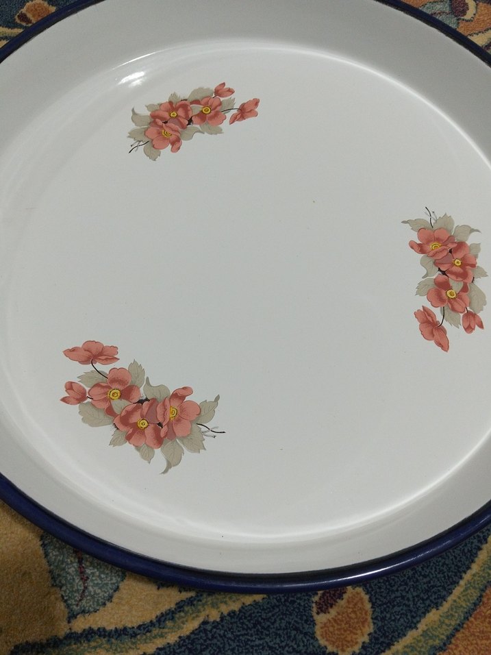 Eski emaye, derin büyük tepsi - Görsel 5