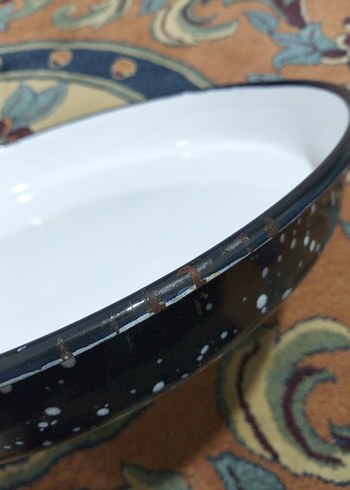 Eski emaye, derin büyük tepsi - Görsel 4