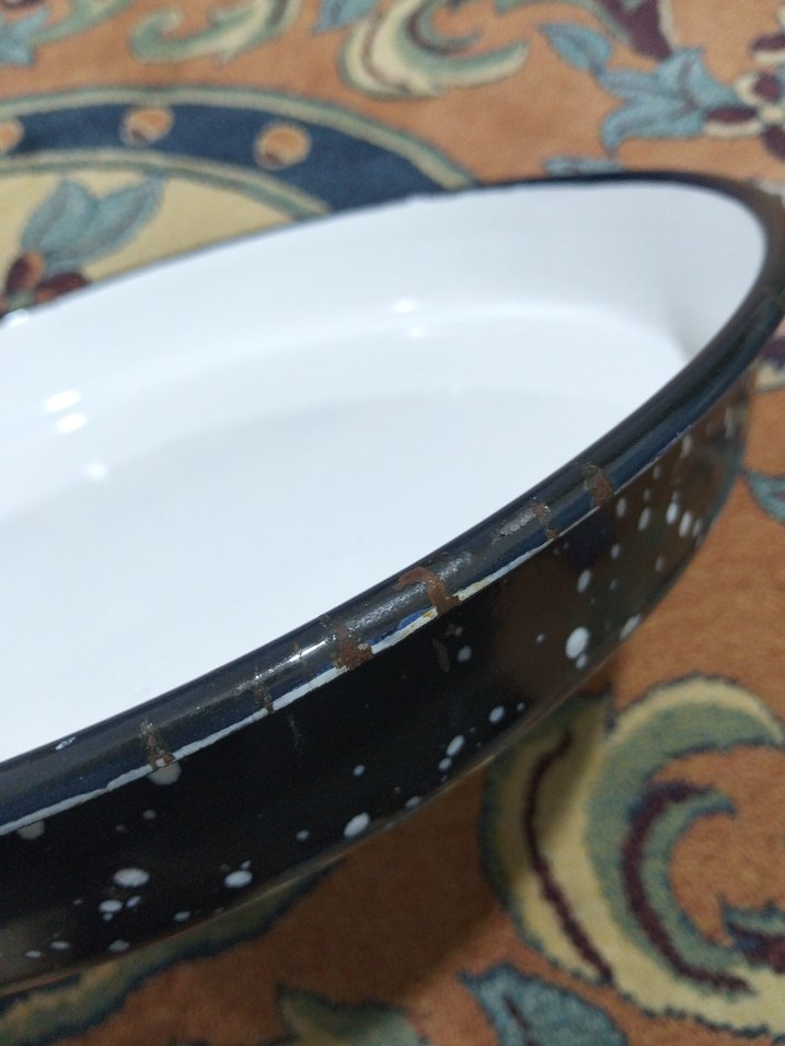 Eski emaye, derin büyük tepsi - Görsel 4