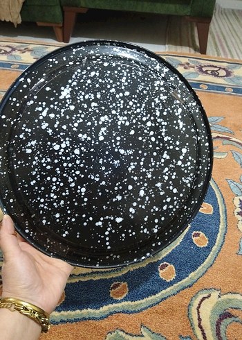 Beyaz Parlak Baskılı Emaye Tabak - Görsel 4