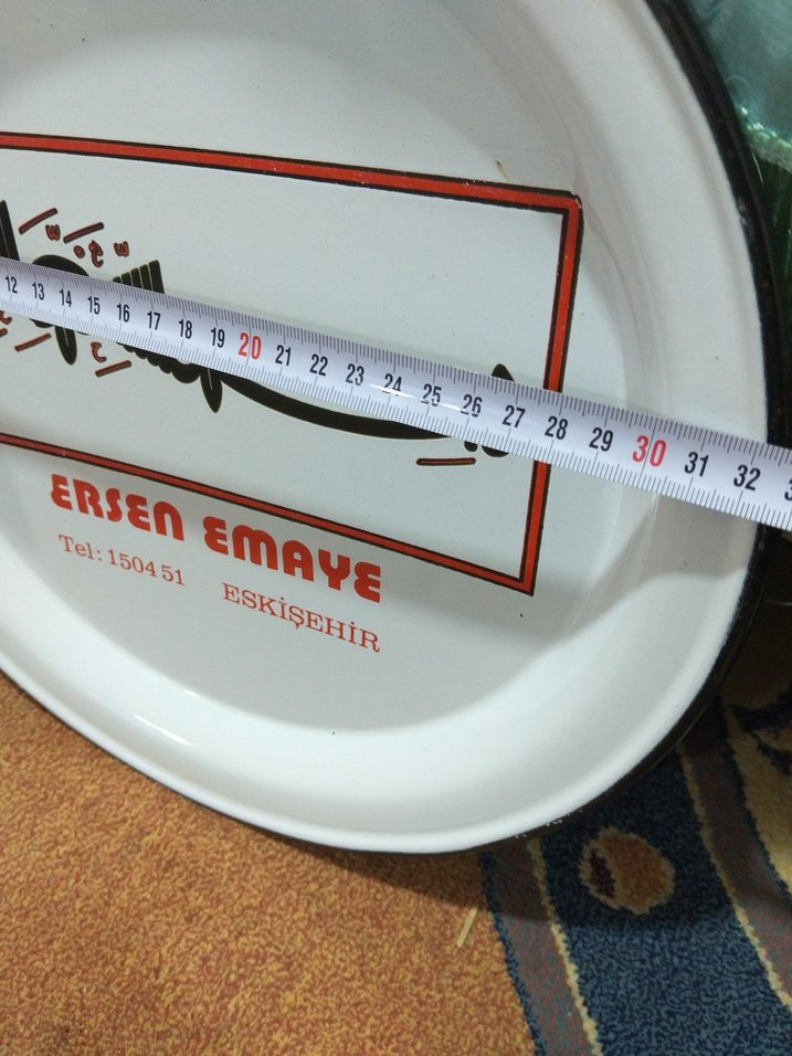 Beyaz Parlak Baskılı Emaye Tabak - Görsel 5