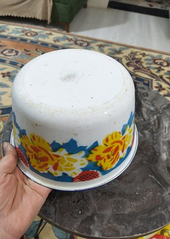 Çiçek Desenli Renkli Emaye Kase - Görsel 5