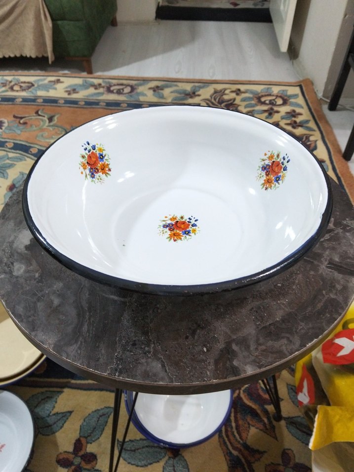 Eski, emaye hamur leğeni - Görsel 2