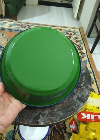 Eski, emaye büyük tabak - Görsel 5