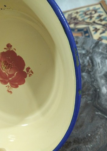 Eski, emaye büyük tabak - Görsel 9