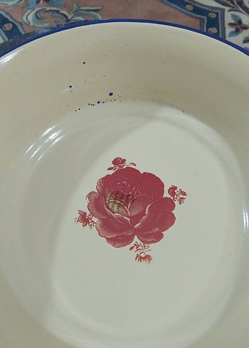 Eski, emaye büyük tabak - Görsel 3