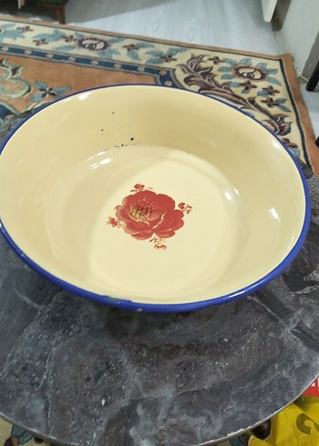 Eski, emaye büyük tabak - Görsel 2