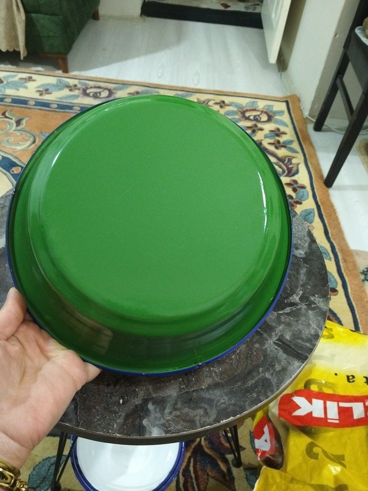 Eski, emaye büyük tabak - Görsel 5