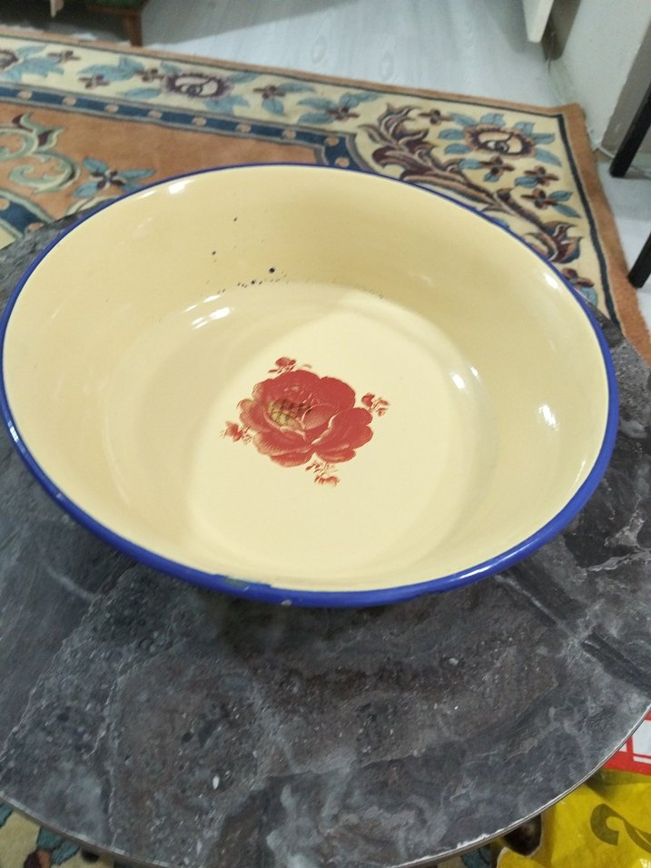 Eski, emaye büyük tabak - Görsel 2