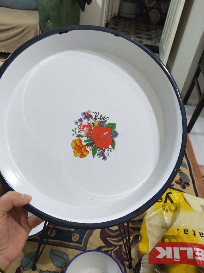 Eski, emaye büyük tepsi - Görsel 4