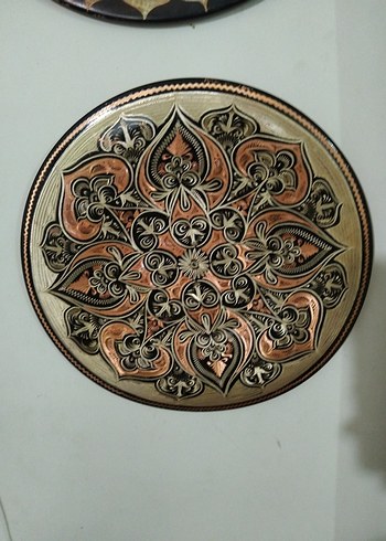 eski, kalem işçilikli bakır, duvar tabağı
