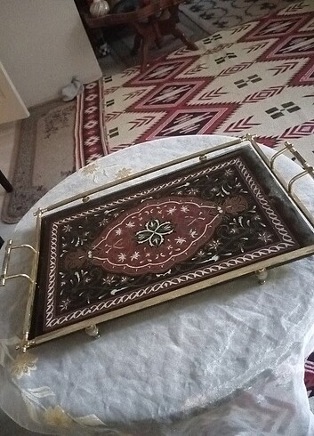 Beden çeşitli Renk Vintage, pirinç çerçeve, cam altı tepsi