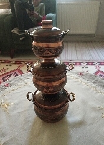 Kalem işçilikli, minyatür bakır tencereler