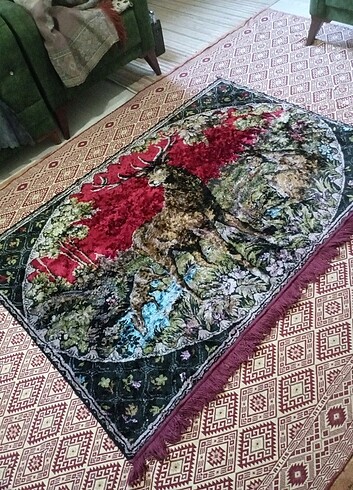 Eski, kadife ipek dokuma, duvar halısı