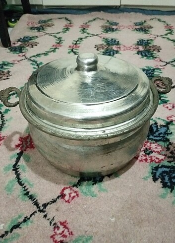 Eski, dövme bakır, kalaylı güveç tenceresi
