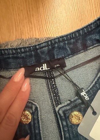 xl Beden lacivert Renk Düğmeli Lacivert Kadın Denim Ceket