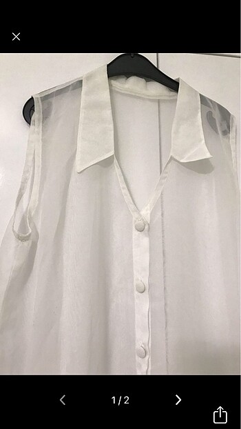 Zara Beyaz kolsuz şifon bluz