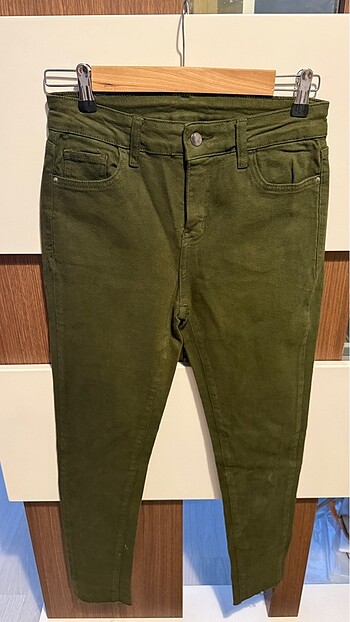 Haki Likralı Skinny Jean