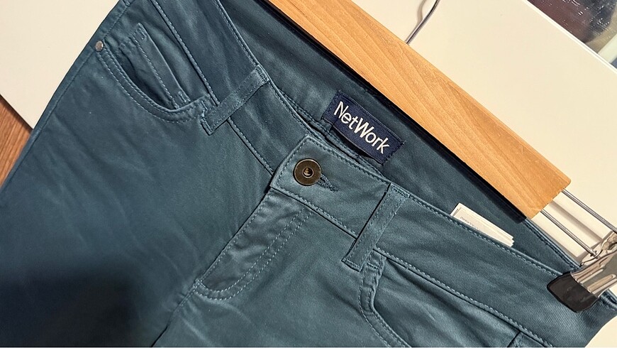 Network Zümrüt Yeşili Likralı Mumlu Skinny Jean