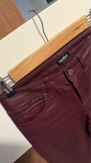 Network Bordo Likralı Mumlu Skinny Jean