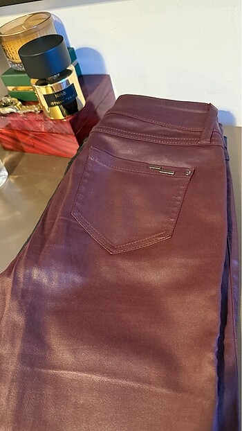 26 Beden Bordo Likralı Mumlu Skinny Jean