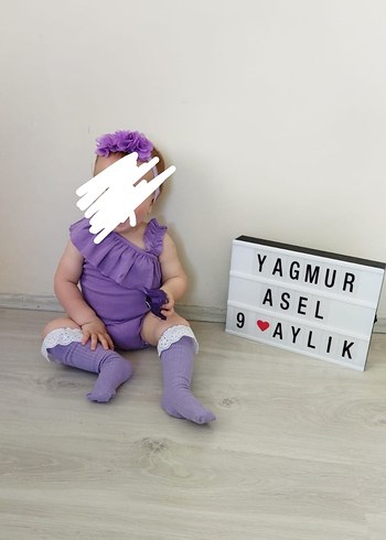 9 Ay Beden Mor Fırfırlı Askısız Bebek Body