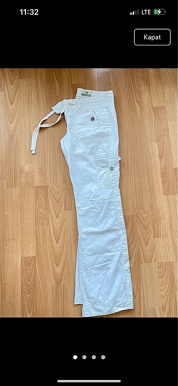 Beyaz paraşüt kargo pantolon - Görsel 3