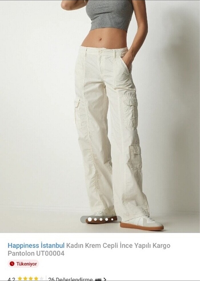 Beyaz paraşüt kargo pantolon - Görsel 2