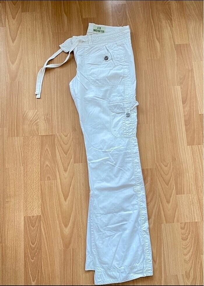 Beyaz paraşüt kargo pantolon - Görsel 3