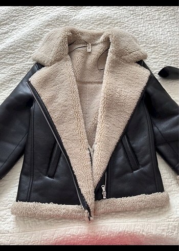 Suni Kürk Detaylı Deri Kadın Mont - Görsel 4