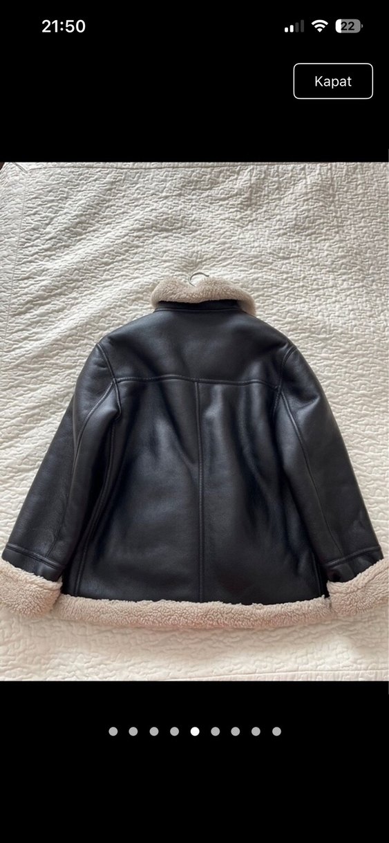 Suni Kürk Detaylı Deri Kadın Mont - Görsel 5