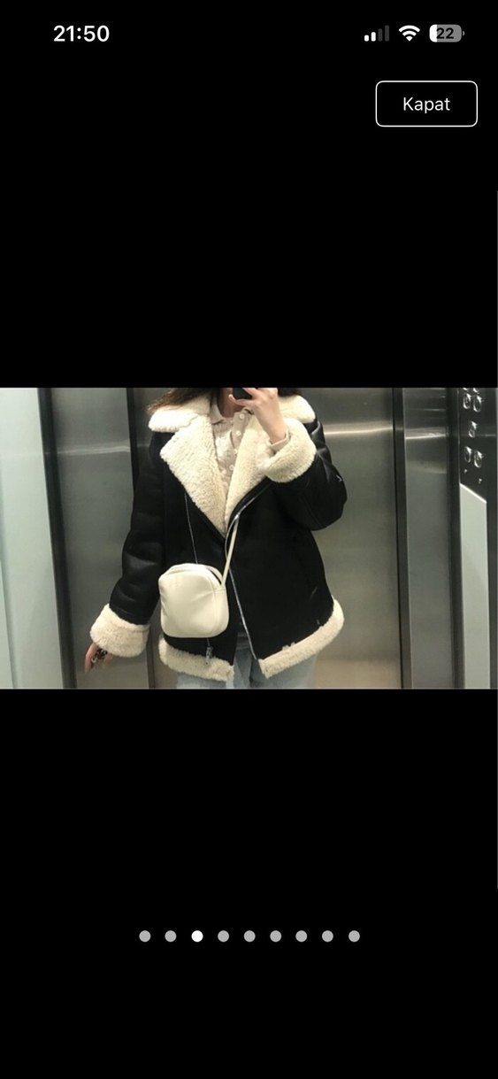 Suni Kürk Detaylı Deri Kadın Mont - Görsel 3