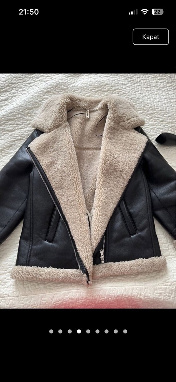 Suni Kürk Detaylı Deri Kadın Mont - Görsel 4