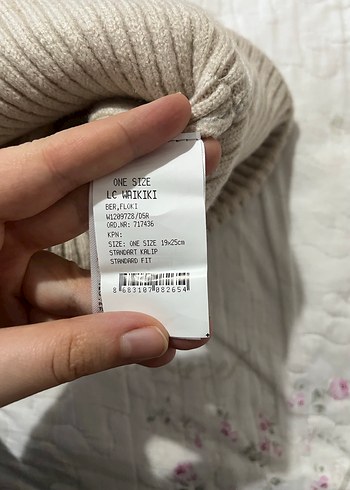 Bej ve Beyaz Triko Kadın Bere - Görsel 5