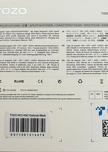 Tozo Siyah Kablosuz Kulaklık ANC Özellikli - Görsel 2