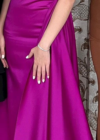 Mor Drapeli Uzun Abiye Elbise - Görsel 3