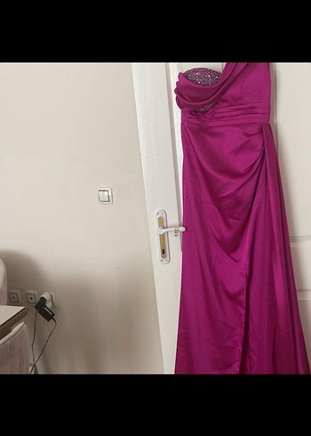 Mor Drapeli Uzun Abiye Elbise - Görsel 2